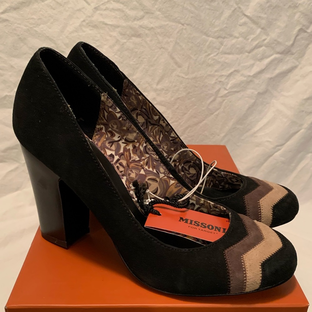 MISSONI FOR TARGET Suede Pump Barkwood Zig-Zag 7.5 *NEW* with Tags & Box!